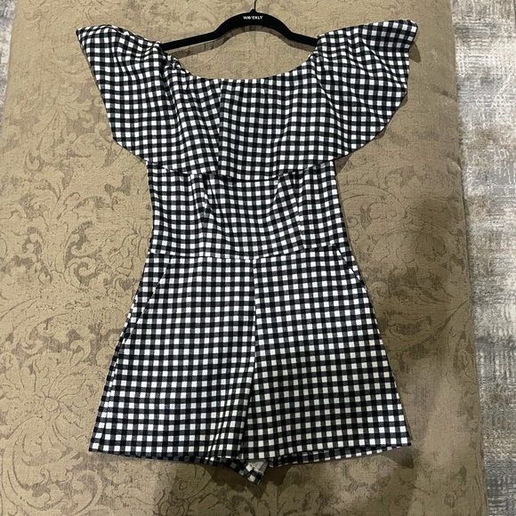 Design Lab Lord & Taylor Pants - Black & White Gingham Romper